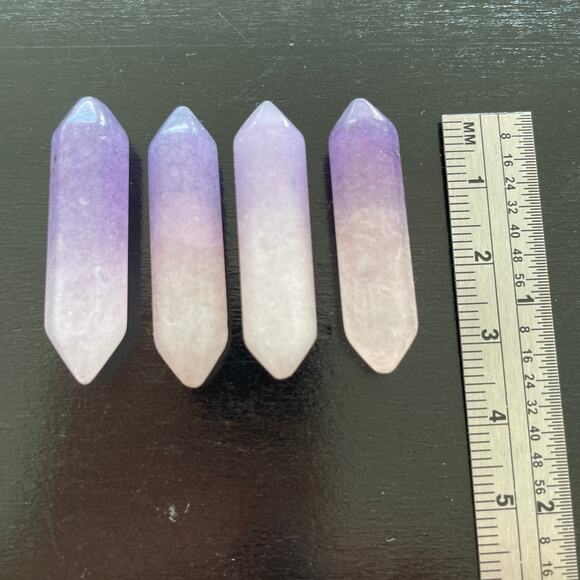 Four Dyed Rose Quartz Double Points - #9 - Picture 1 of 2